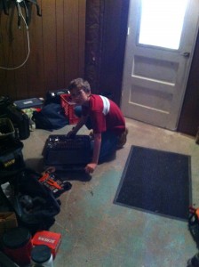Ian looking for the right size wrench