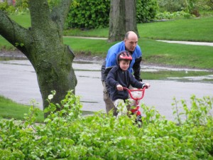 Erik learning how to ride his bike