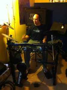 Laying down a scratch drum track for 'Selenium'