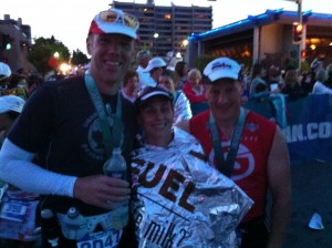 Great Job! - Jeff, Katie, and Bobby Z at the Finish of IM CdA 2012