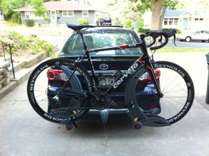 Draw-Tite hitch and Thelma installed on the Corolla