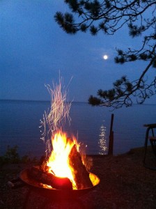 Cozy campfire overlooking Lake Superior
